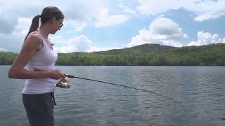 female bass fishing